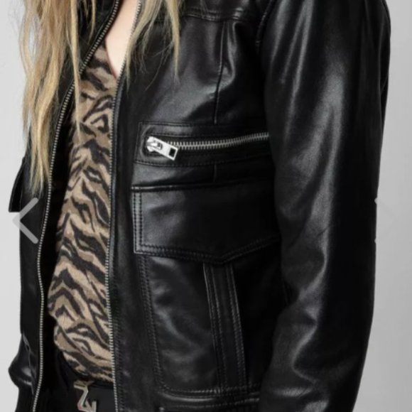 Zadig & Voltaire Luka Leather Fur Lined Jacket XS NWT - Picture 3 of 14